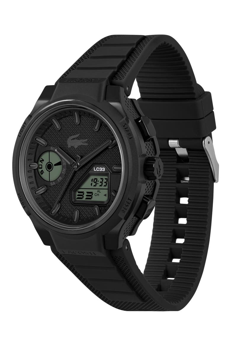 LC33 Silicone Strap Watch, 45mm, Alternate, color, BLACK