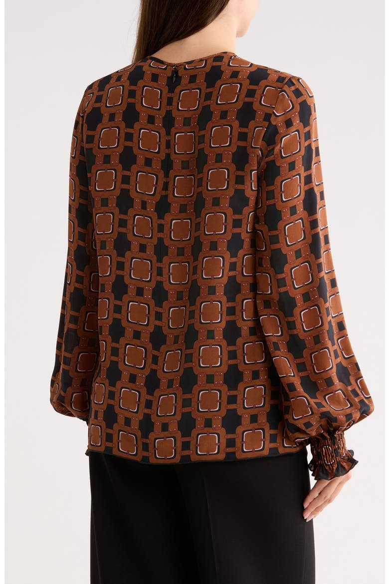 Smocked Cuff Silk Blouse, Alternate, color, COGNAC
