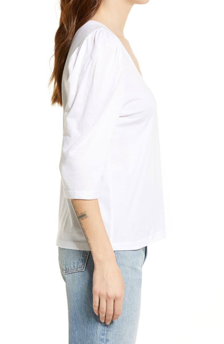 Treasure & Bond U-Neck Puff Sleeve Organic Cotton Blend Top, Alternate, color,