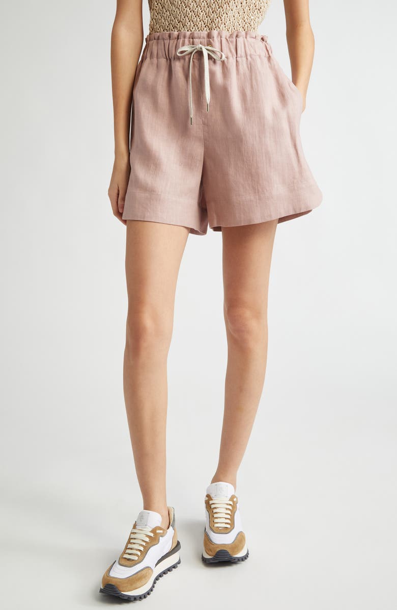 Eleventy Drawstring Linen Shorts, Main, color, Rose
