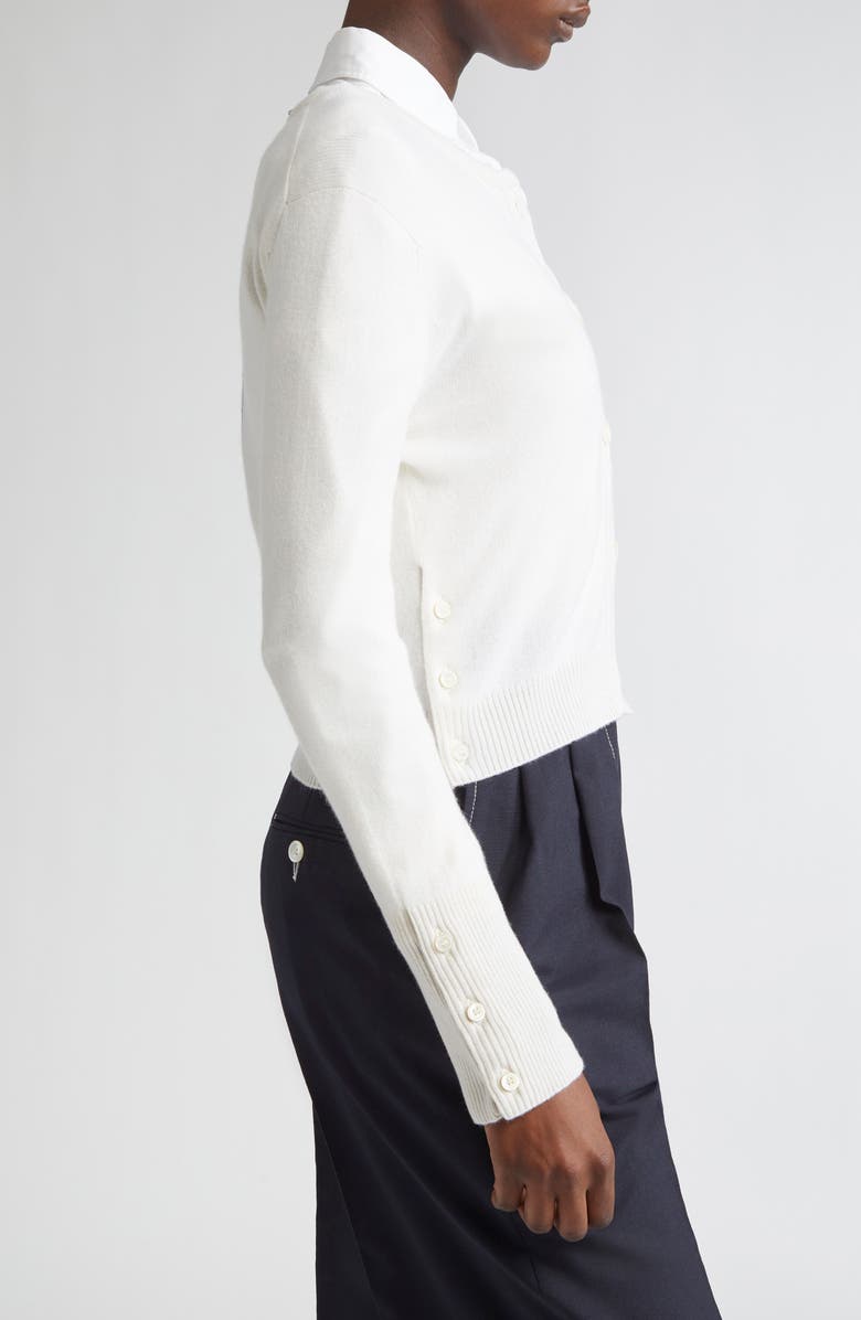 Thom Browne 4-Bar Crop Cashmere Cardigan, Alternate, color, 