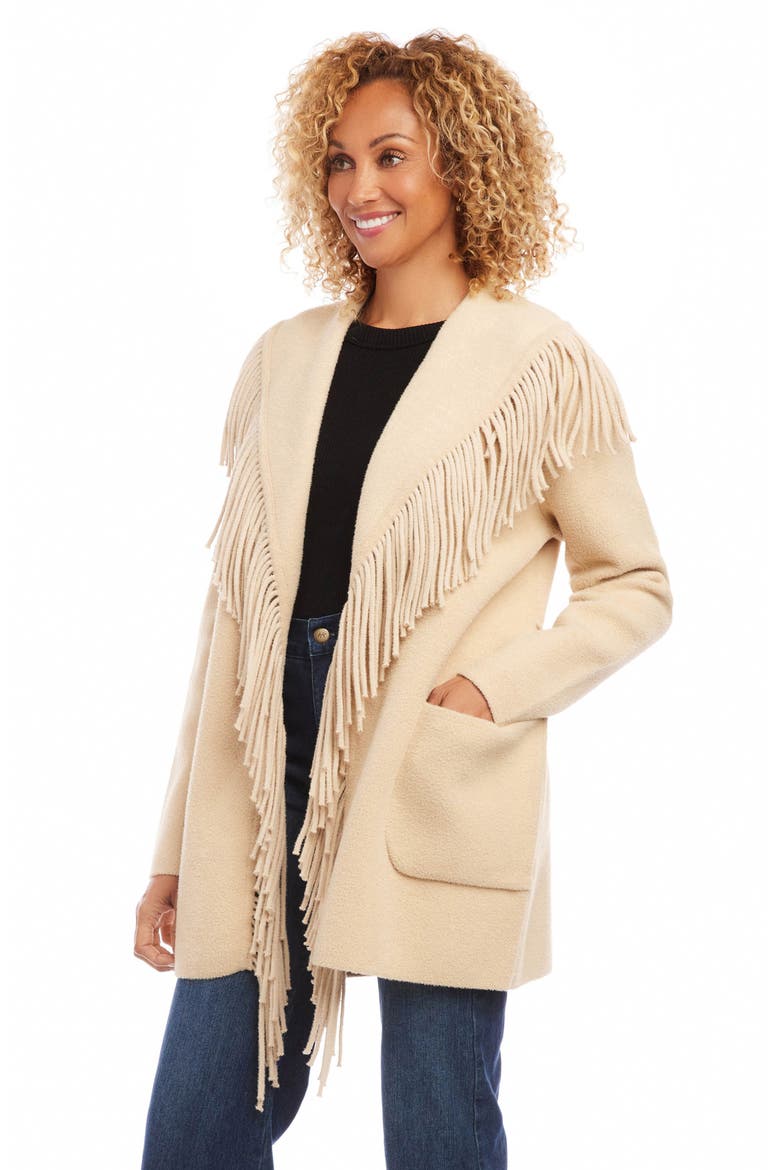 Fringe Belted Longline Jacket, Alternate, color, SAND