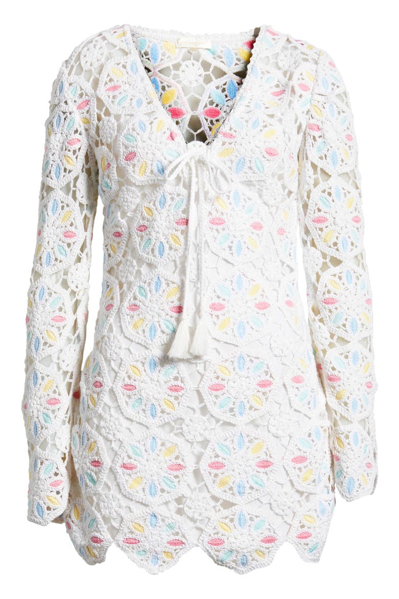 Poemes Long Sleeve Lace Minidress, Alternate, color, GARDEN PETALS MULTI