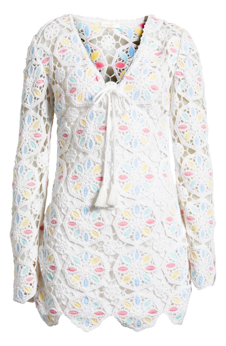 LoveShackFancy Poemes Long Sleeve Lace Minidress, Alternate, color, 