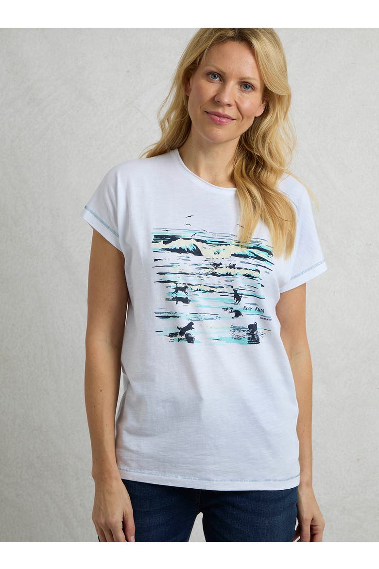 Beach Run Front Print Graphic T-Shirt, Main, color, White