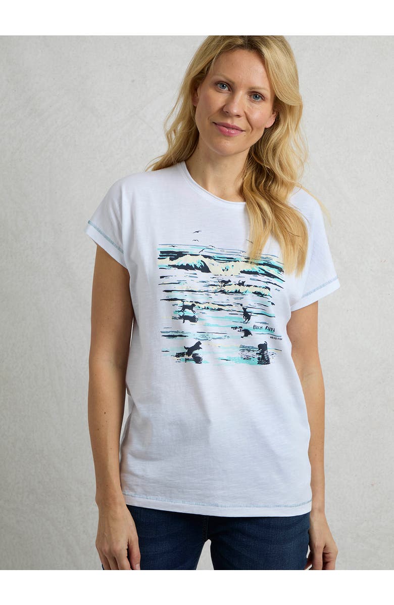 Weird Fish Beach Run Front Print Graphic T-Shirt, Main, color, White