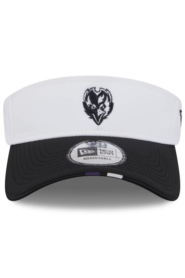Men's New Era  White/Black Baltimore Ravens 2025 NFL Training Camp Adjustable Visor, Alternate, color, White