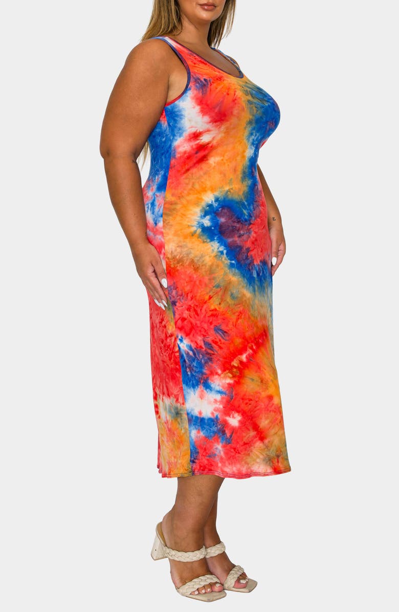 L I V D Zola Tie Dye Tank Dress, Alternate, color, Red Orange Royal