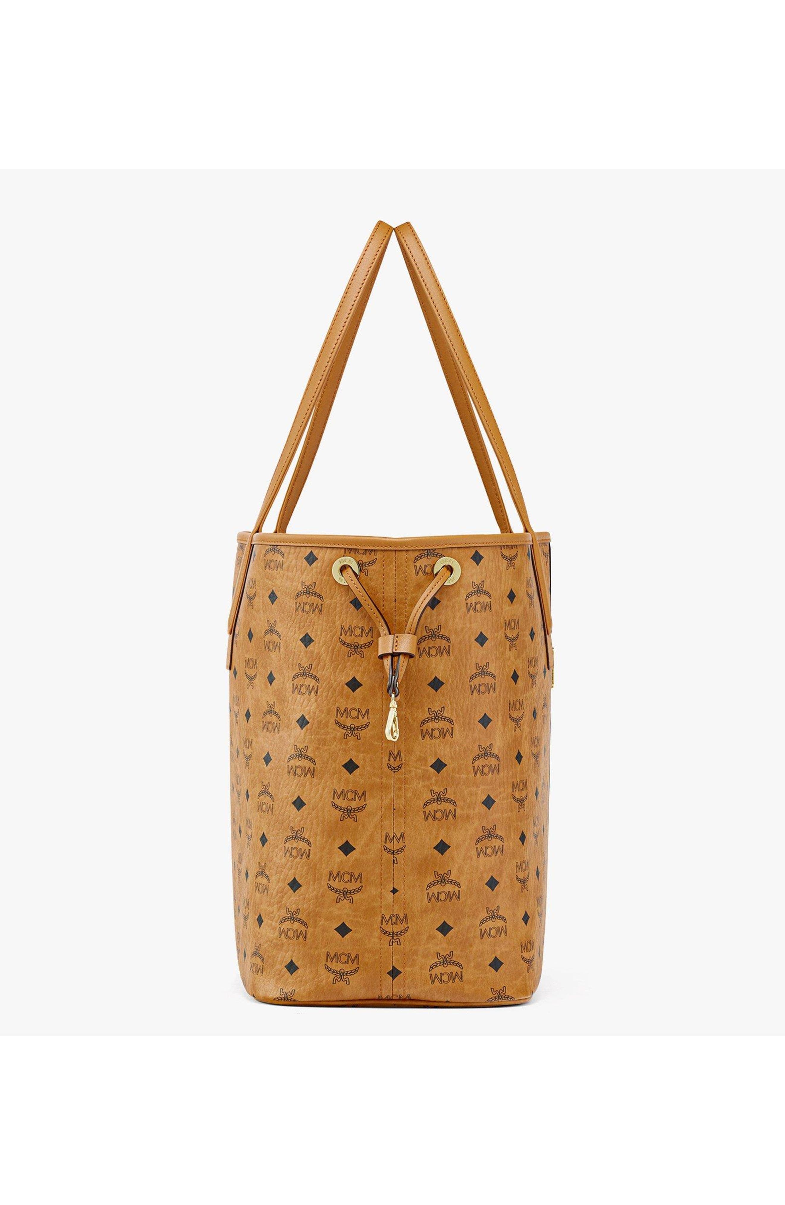 MCM Large Reversible Liz Shopper in Visetos, Alternate, color, Cognac