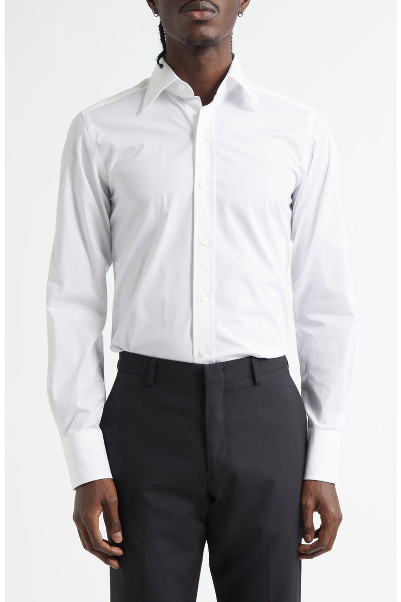 Slim Fit Cotton Poplin Button-Up Shirt, Main, color, AW001 OPTICAL WHITE
