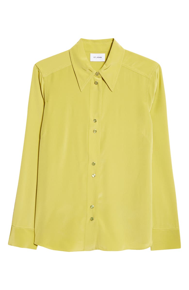 St. John Collection Silk Snap-Up Shirt, Alternate, color, 