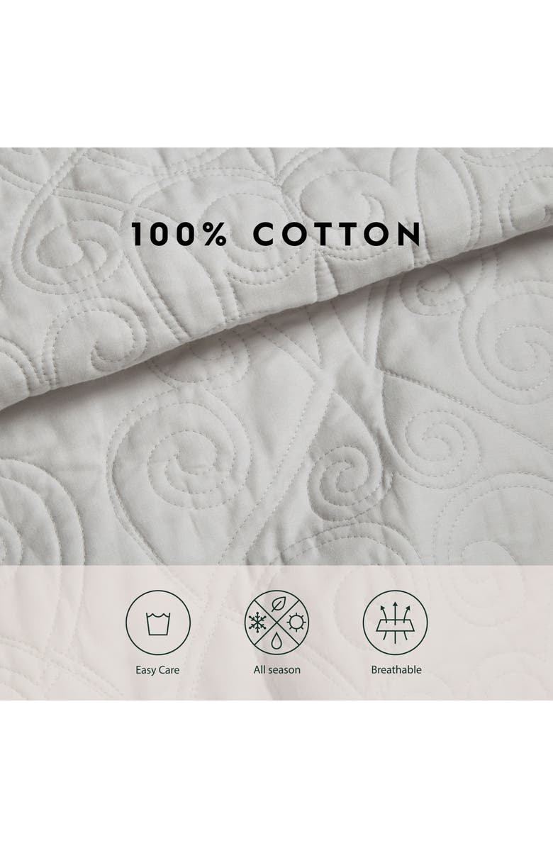 Laura Ashley Felicity Breeze Twin Quilt & Sham Set, Alternate, color, Soft Grey