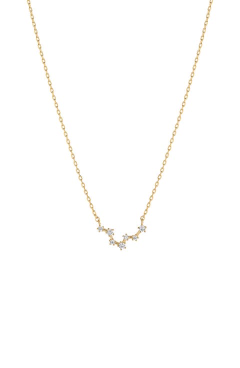 14k Gold Constellation Zodiac Necklace, 12 Zodiac Constellation Holiday Gift Idea