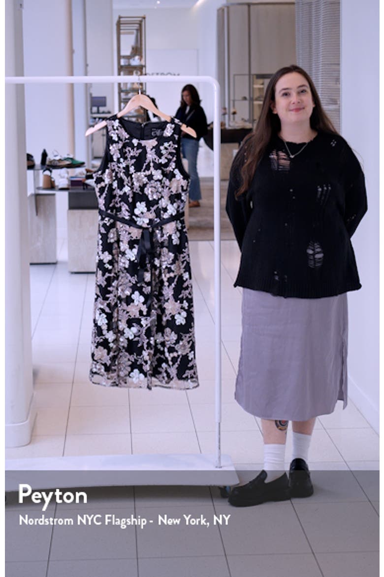 Floral Embroidered Tie Waist Midi Dress video