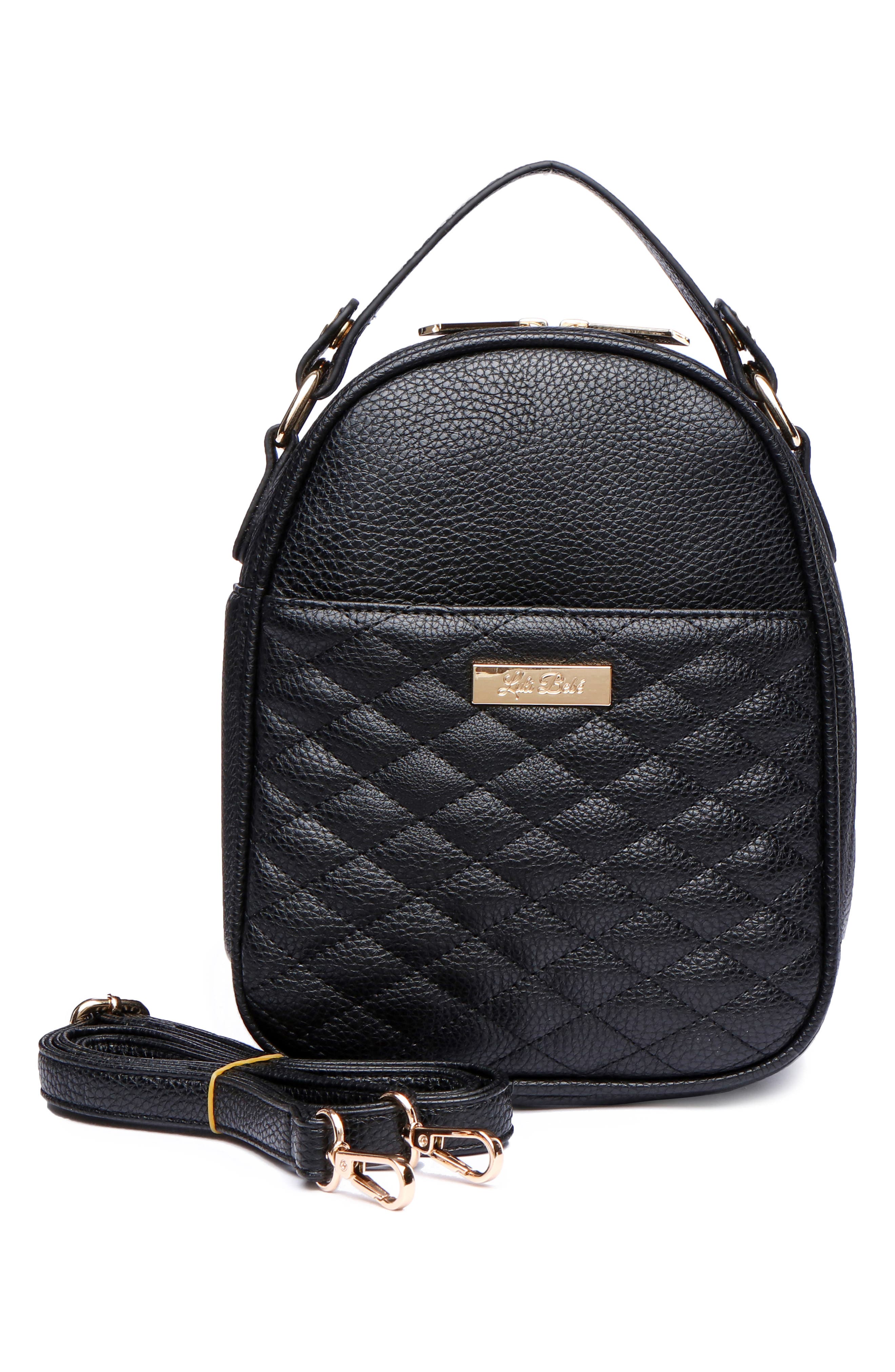 Luli Bebé Monaco Faux Leather Snack Bag, Alternate, color, Ebony Black