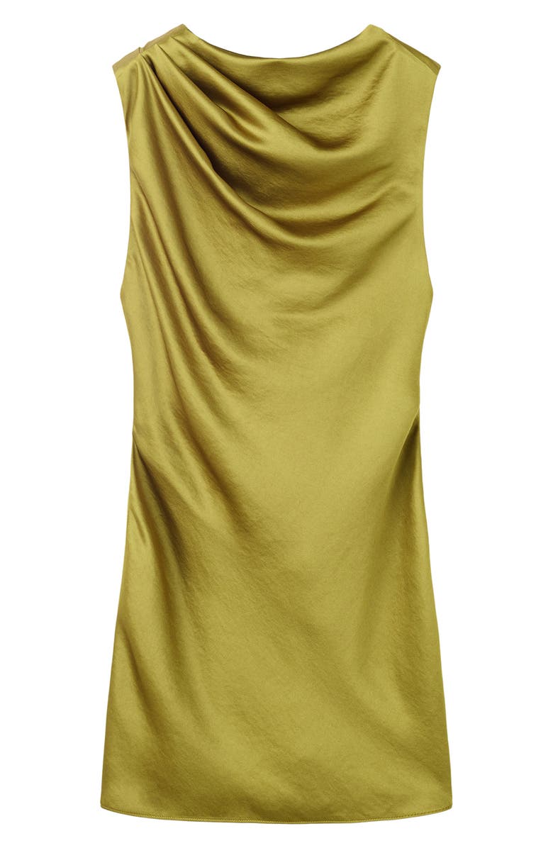 MANGO Ilum Cowl Neck Sleeveless Satin Dress, Main, color, Lime