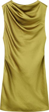MANGO Ilum Cowl Neck Sleeveless Satin Dress