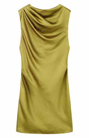 MANGO Ilum Cowl Neck Sleeveless Satin Dress