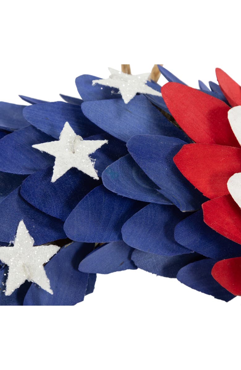 Northlight Layered Wood Americana Stars and Stripes Wreath - 15", Alternate, color, Blue