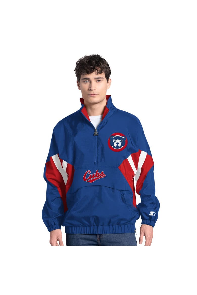 Men's Starter  Royal Chicago Cubs Cooperstown Chief Half-Zip Pullover, Main, color, Royal
