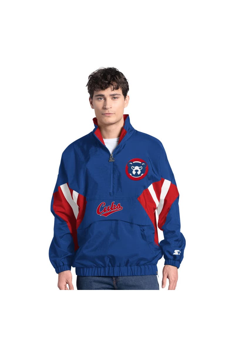 STARTER Men's Starter  Royal Chicago Cubs Cooperstown Chief Half-Zip Pullover, Main, color, Royal