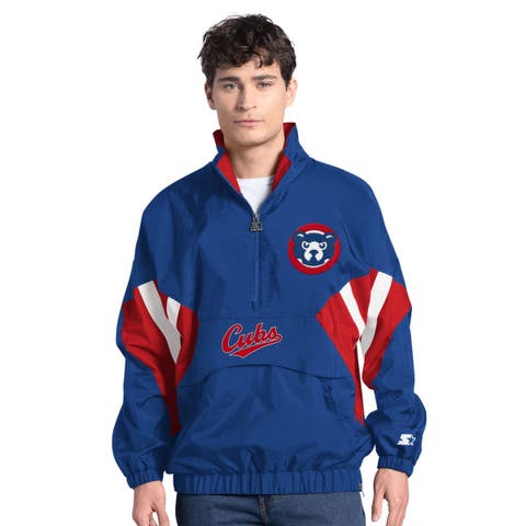 Men's Starter  Royal Chicago Cubs Cooperstown Chief Half-Zip Pullover