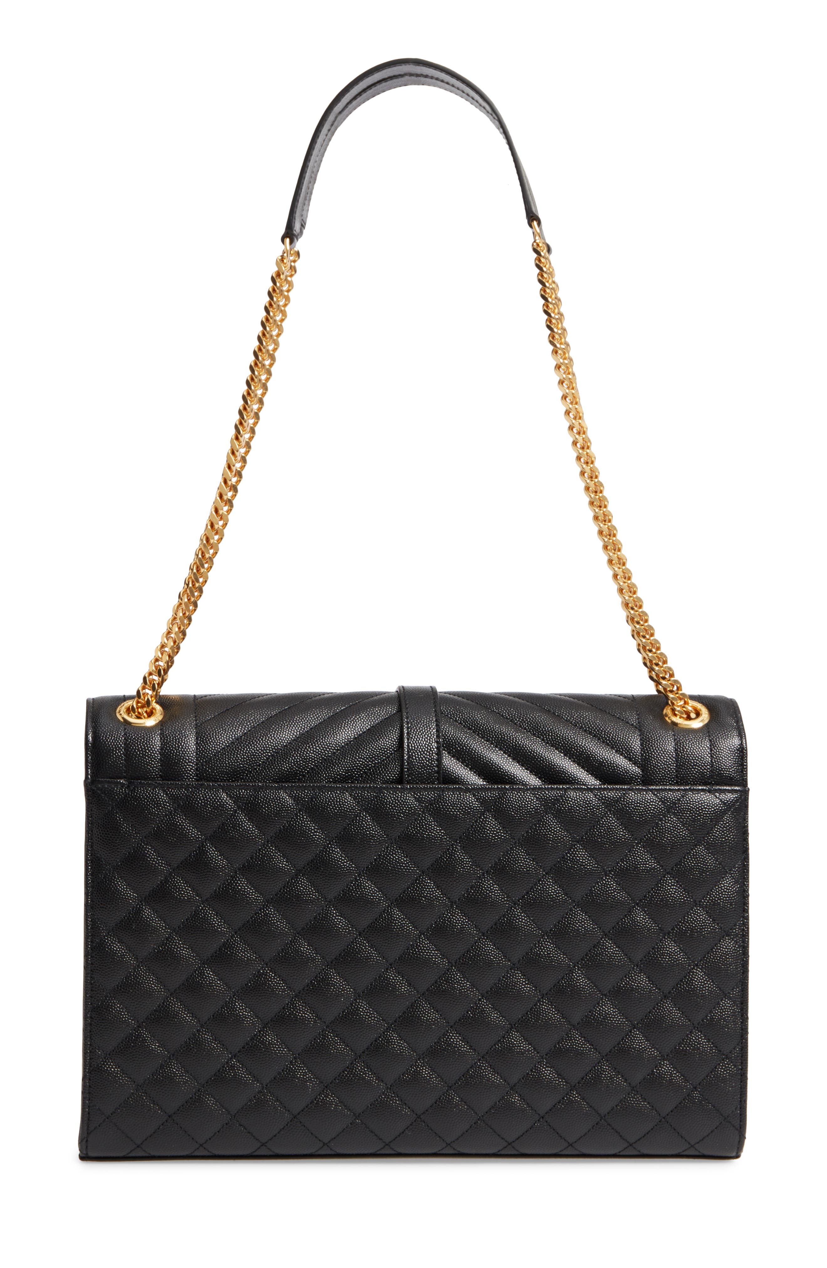 Large Envelope Calfskin Shoulder Bag, Alternate, color, NERO/ NERO/ NERO