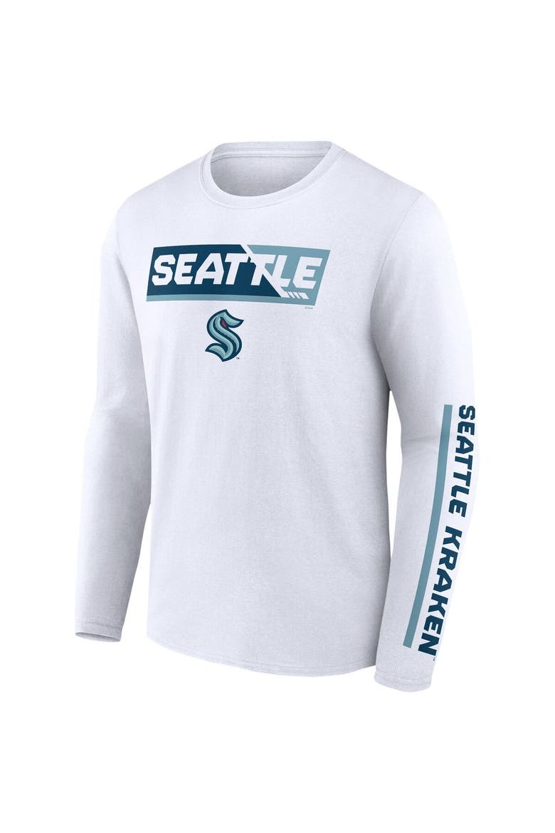 Men's Fanatics Branded White Seattle Kraken Breakaway Combo Long Sleeve T-Shirt, Alternate, color, White