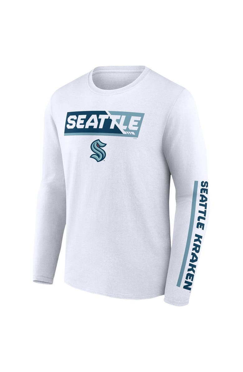 FANATICS Men's Fanatics Branded White Seattle Kraken Breakaway Combo Long Sleeve T-Shirt, Alternate, color, White
