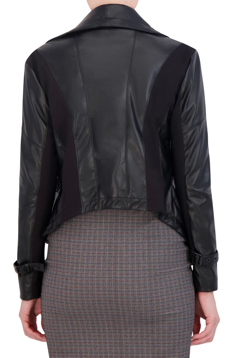 Supersoft Drape Faux Leather Moto Jacket, Alternate, color, BLACK