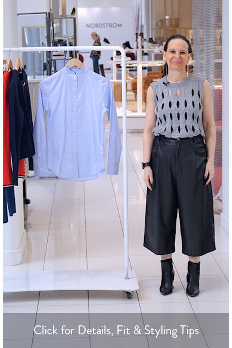 Ruffle Trim Cotton End-on-End Button-Up Shirt video