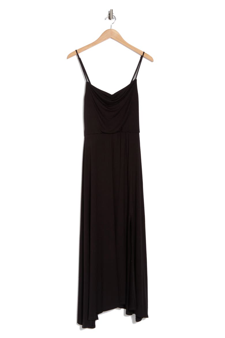 Drape Midi Dress, Alternate, color, BLACK