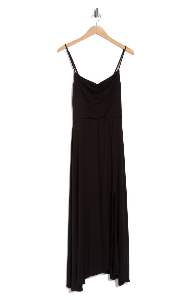 Loveappella Drape Midi Dress, Alternate, color, Black