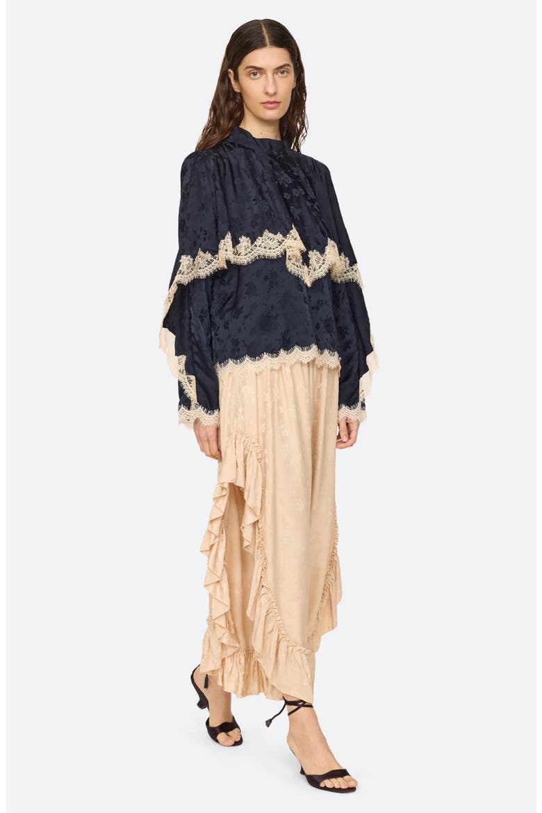 Shay Floral Jacquard Lace Top, Alternate, color, NAVY