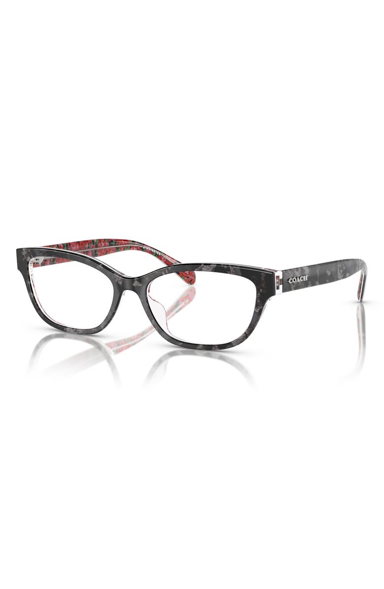 COACH 54mm Pillow Optical Glasses, Alternate, color, Black / Pink / Demo Lens