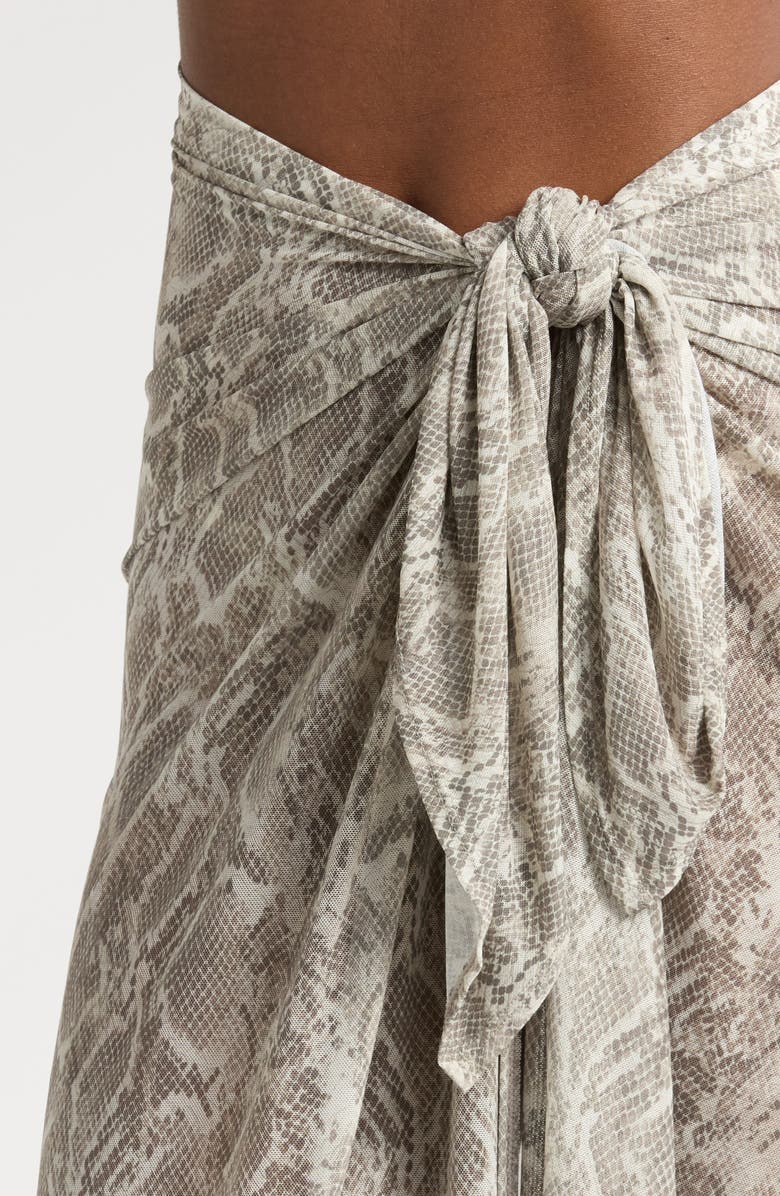 Good American Snakeskin Print Mesh Sarong, Alternate, color,