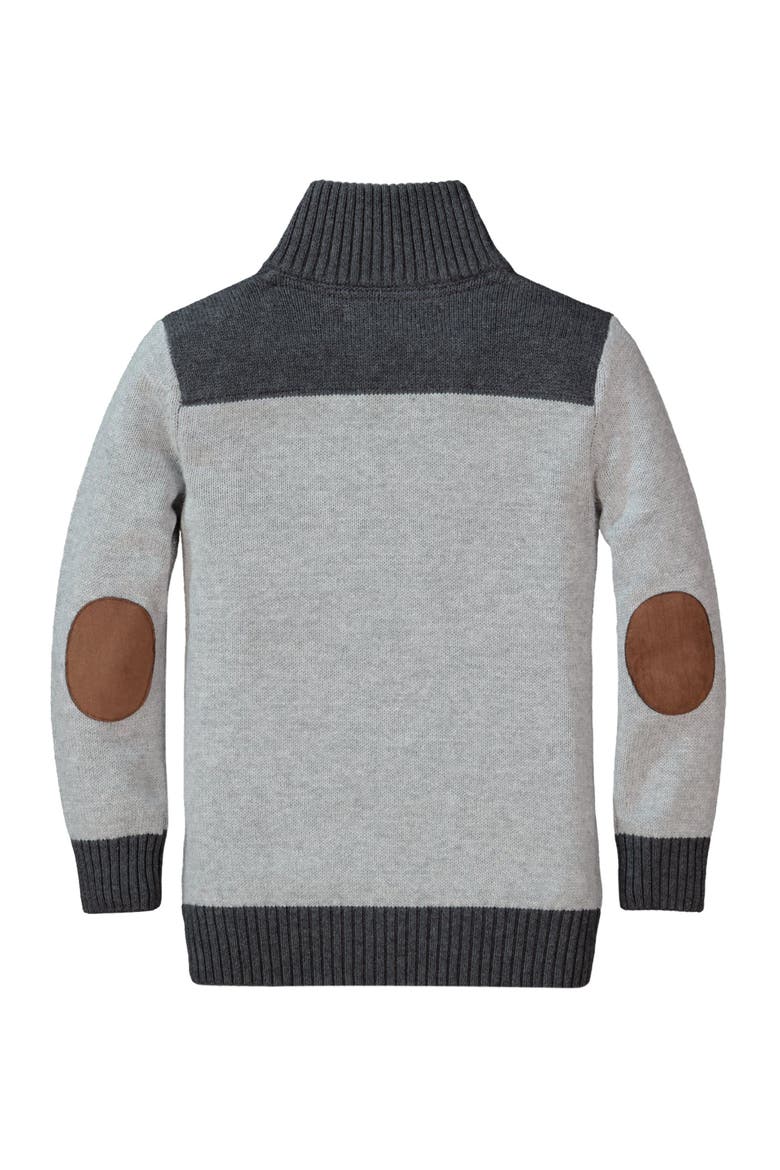 Baby Boys' Mock Neck Cable Sweater, Infant, Alternate, color, Heather Grey Elbow Patches