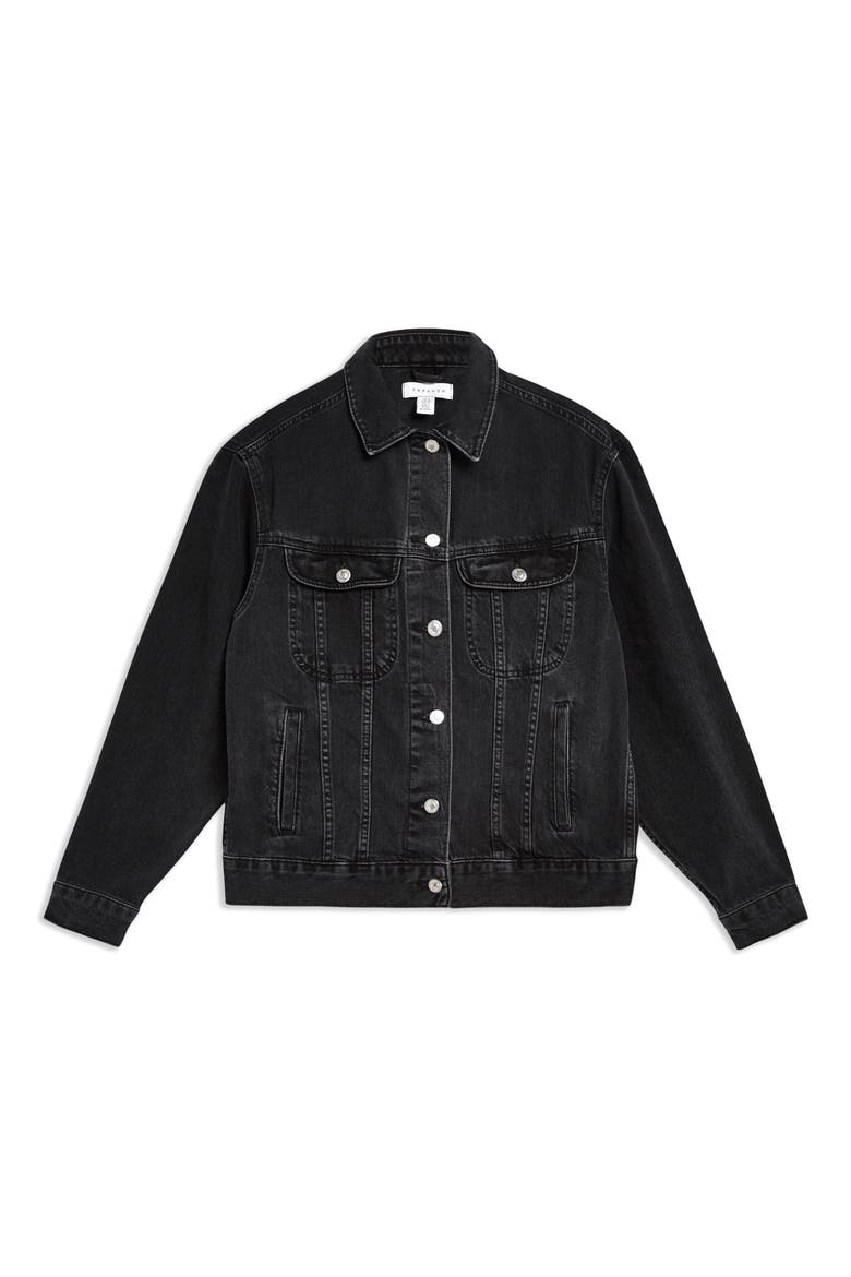 Oversize Denim Jacket, Alternate, color, WASHED BLACK