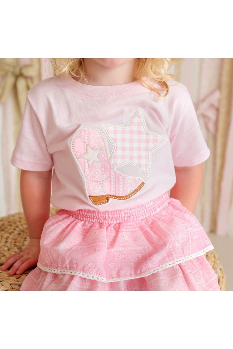 Bandana Cowgirl Patch Western Short Sleeve T-Shirt, Alternate, color, Ballet Pink