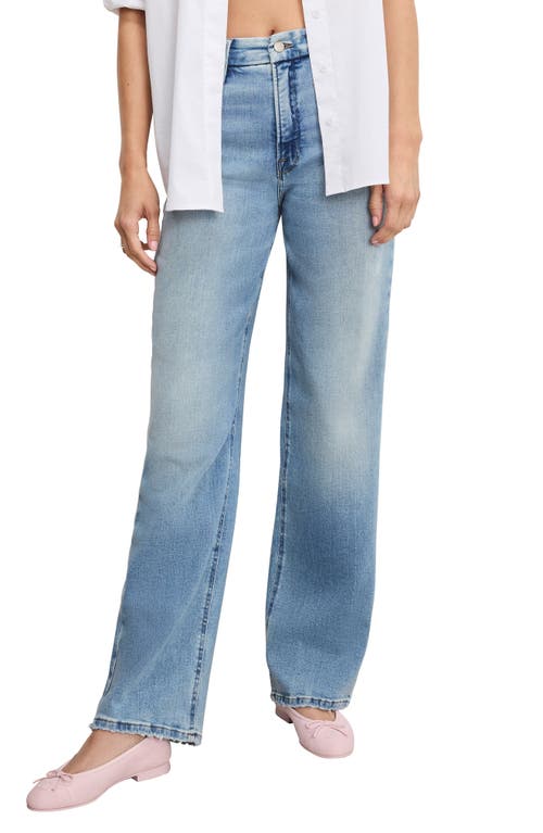 Good American Soft-tech Good True Straight Leg Jeans In Blue