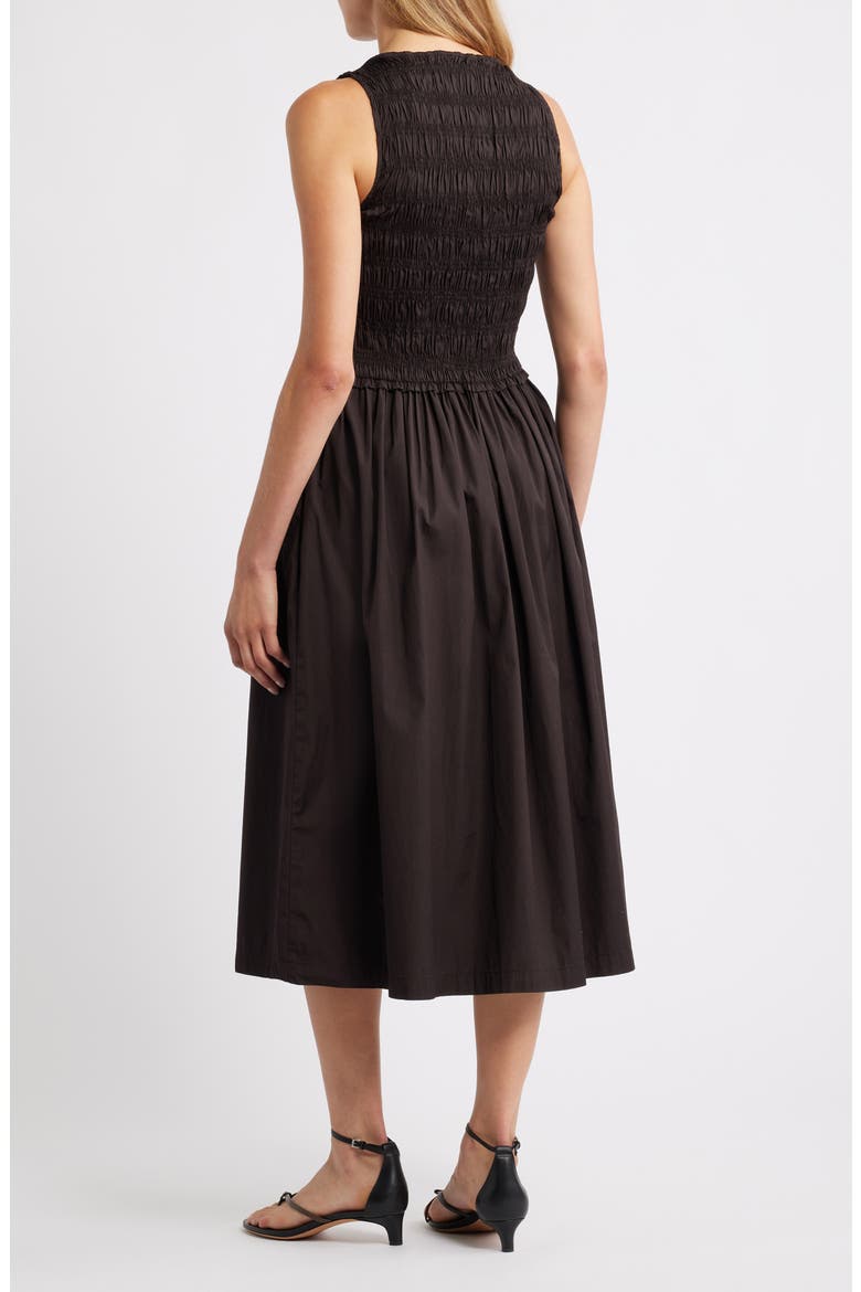 The Melody Smocked Midi Dress, Alternate, color, MOLASSES