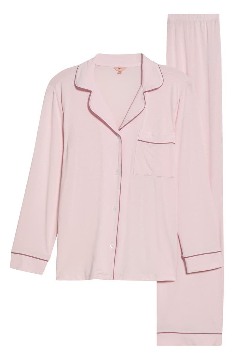 Eberjey Gisele Jersey Pajamas, Alternate, color, Pale Pink/Fig