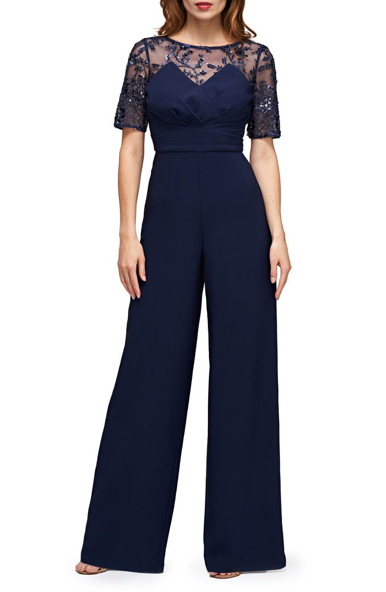 JS Collections Ida Sequin Detail Palazzo Jumpsuit, Main, color, 