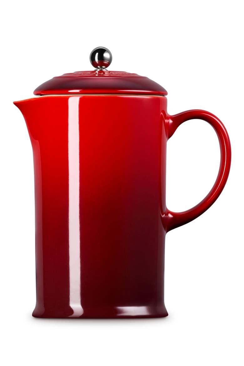 34-Ounce Stoneware French Press, Alternate, color, CERISE