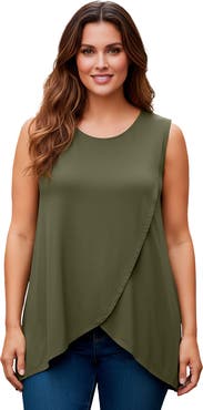 Jessica London Sleeveless Tulip Overlay Knit Tunic