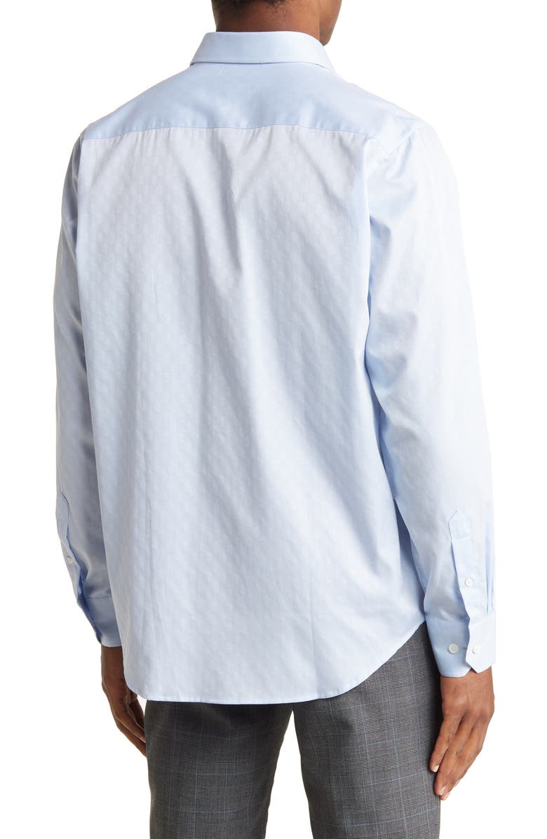 Bugatchi Classic Fit Pinstripe and Swirls Jacquard Button-Up Shirt, Alternate, color,