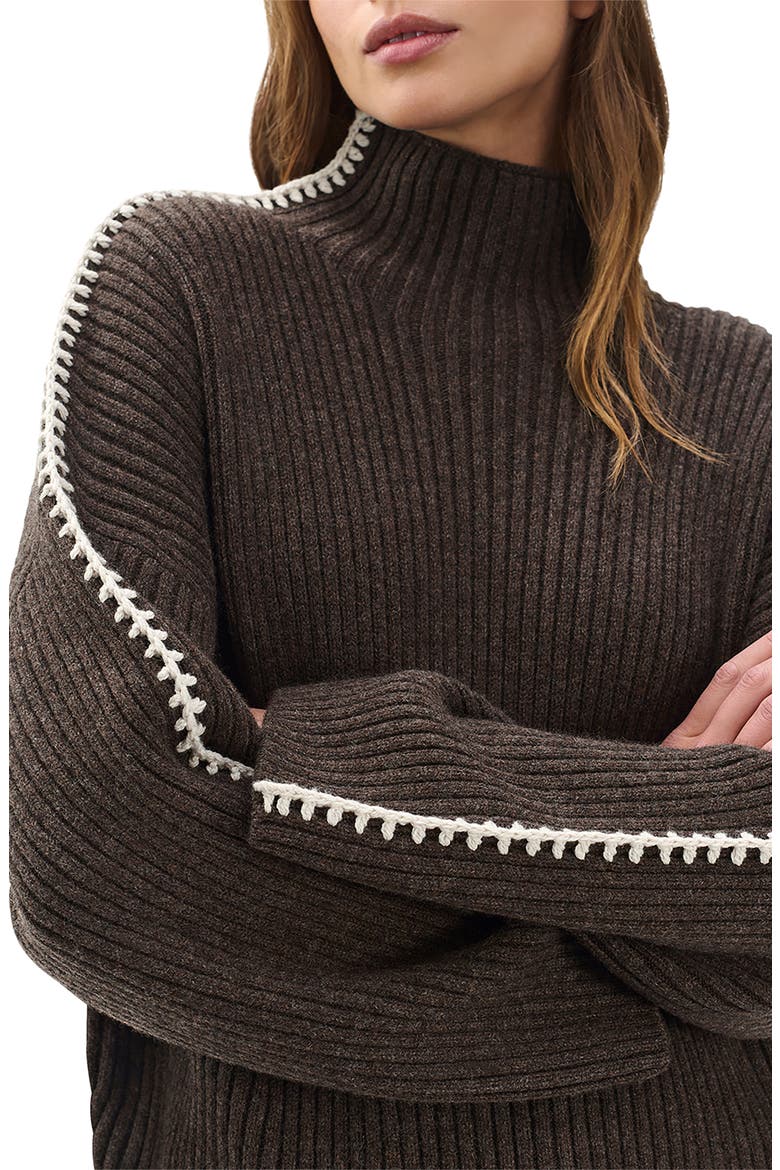 Ingrid Turtleneck Rib Sweater, Alternate, color, BROWN