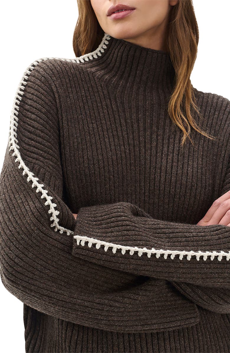 rag & bone Ingrid Turtleneck Rib Sweater, Alternate, color, Brown