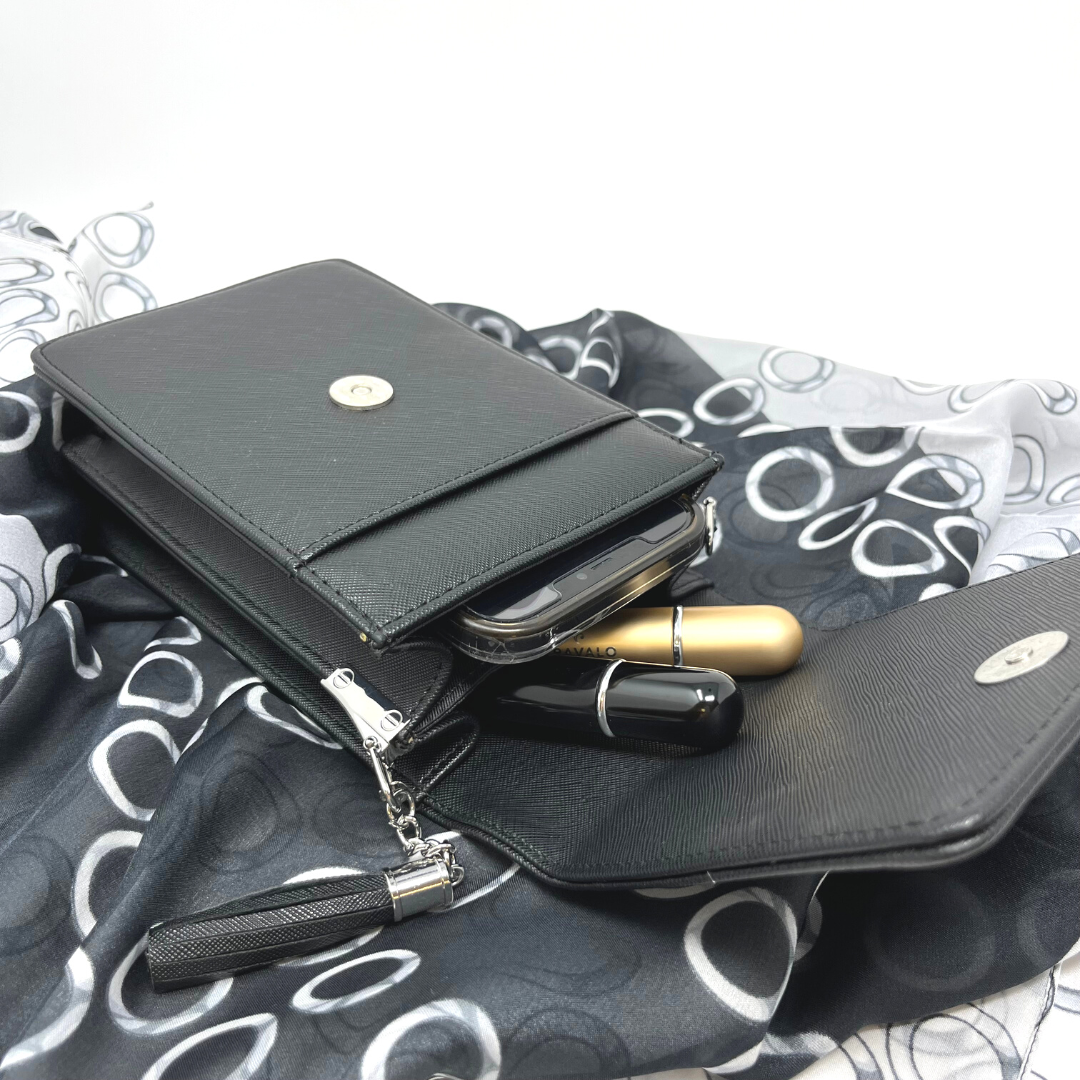 Youzey Vegan Saffiano Leather Crossbody Purse, Alternate, color, Black