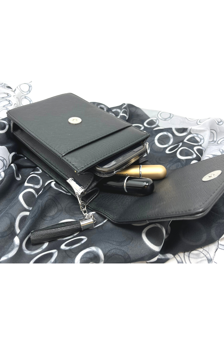 Youzey Vegan Saffiano Leather Crossbody Purse, Alternate, color, Black